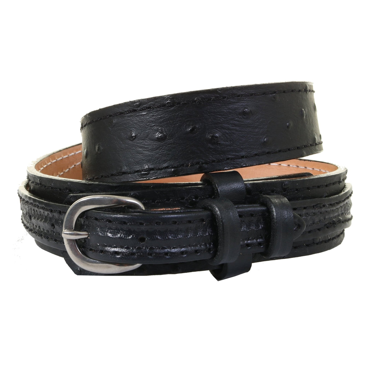 B1214 - Black Ostrich Print Ranger Belt - Double J Saddlery display picture 2