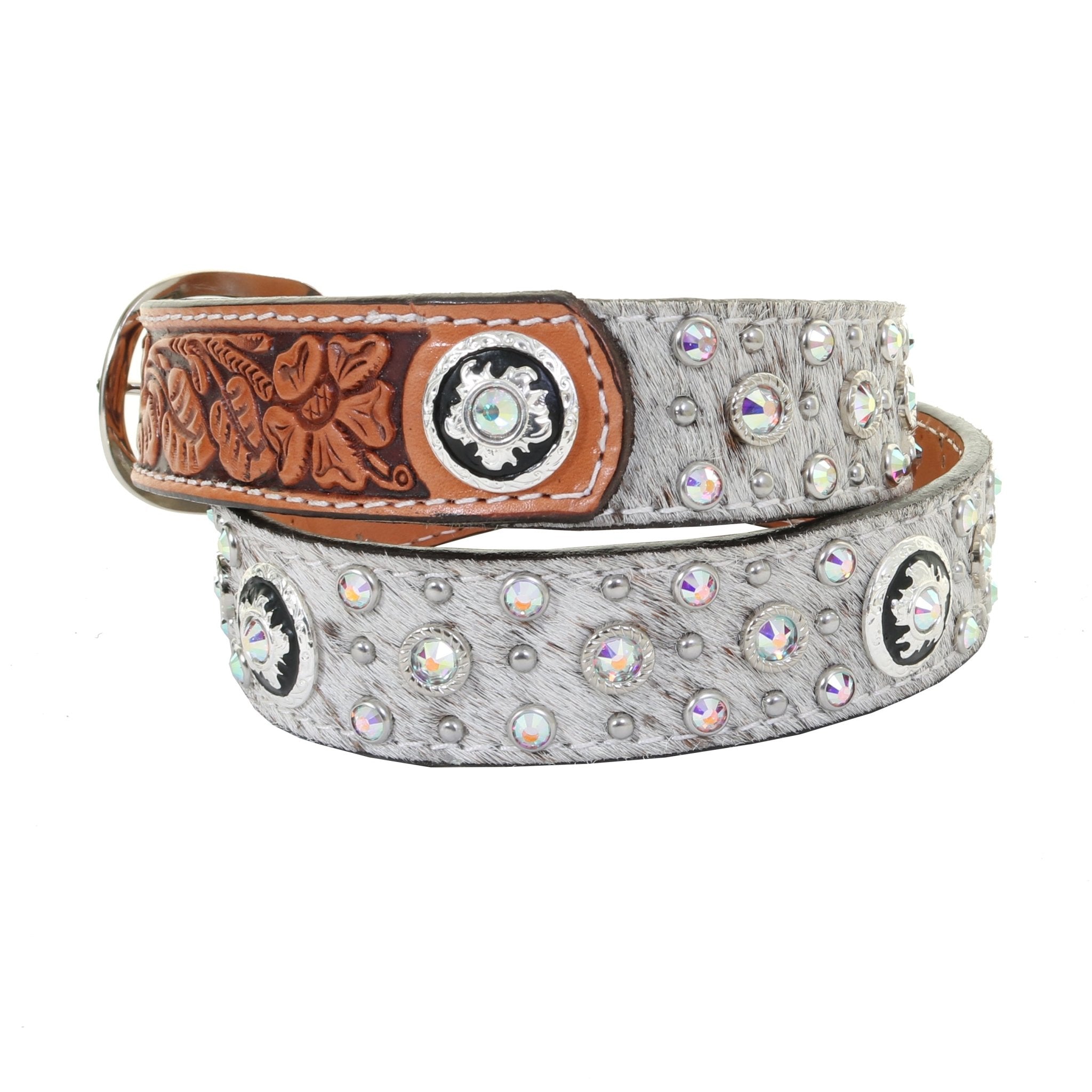 B423 - Roan Hair Studded Belt - Double J Saddlery