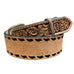 B981A - Natural Rough Out and Floral Tooled Belt - Double J Saddlery