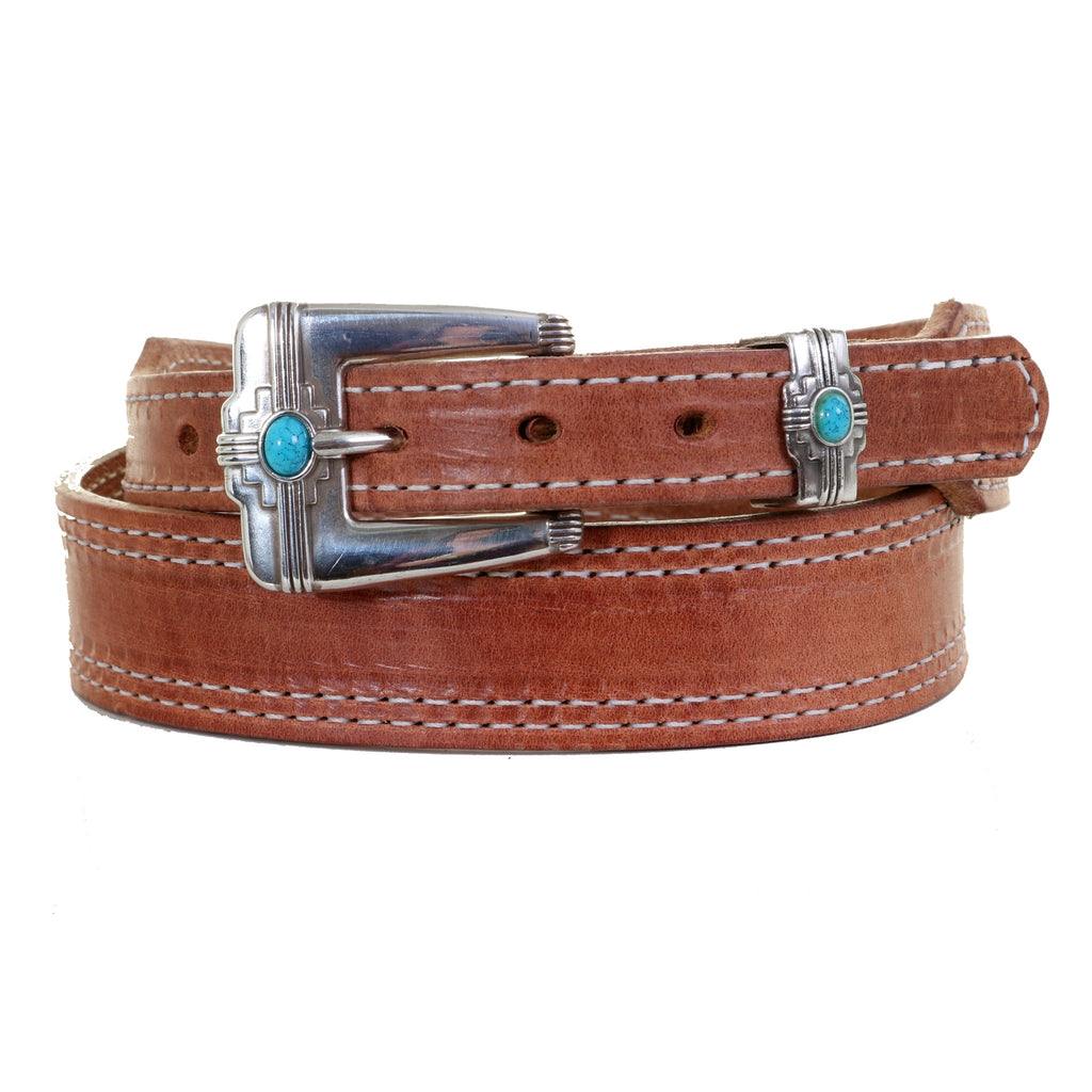 B998A - Harness Leather Tapered Stitched Belt - Double J Saddlery