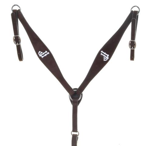 BC1071A - Brown Rough Out Breast Collar - Double J Saddlery