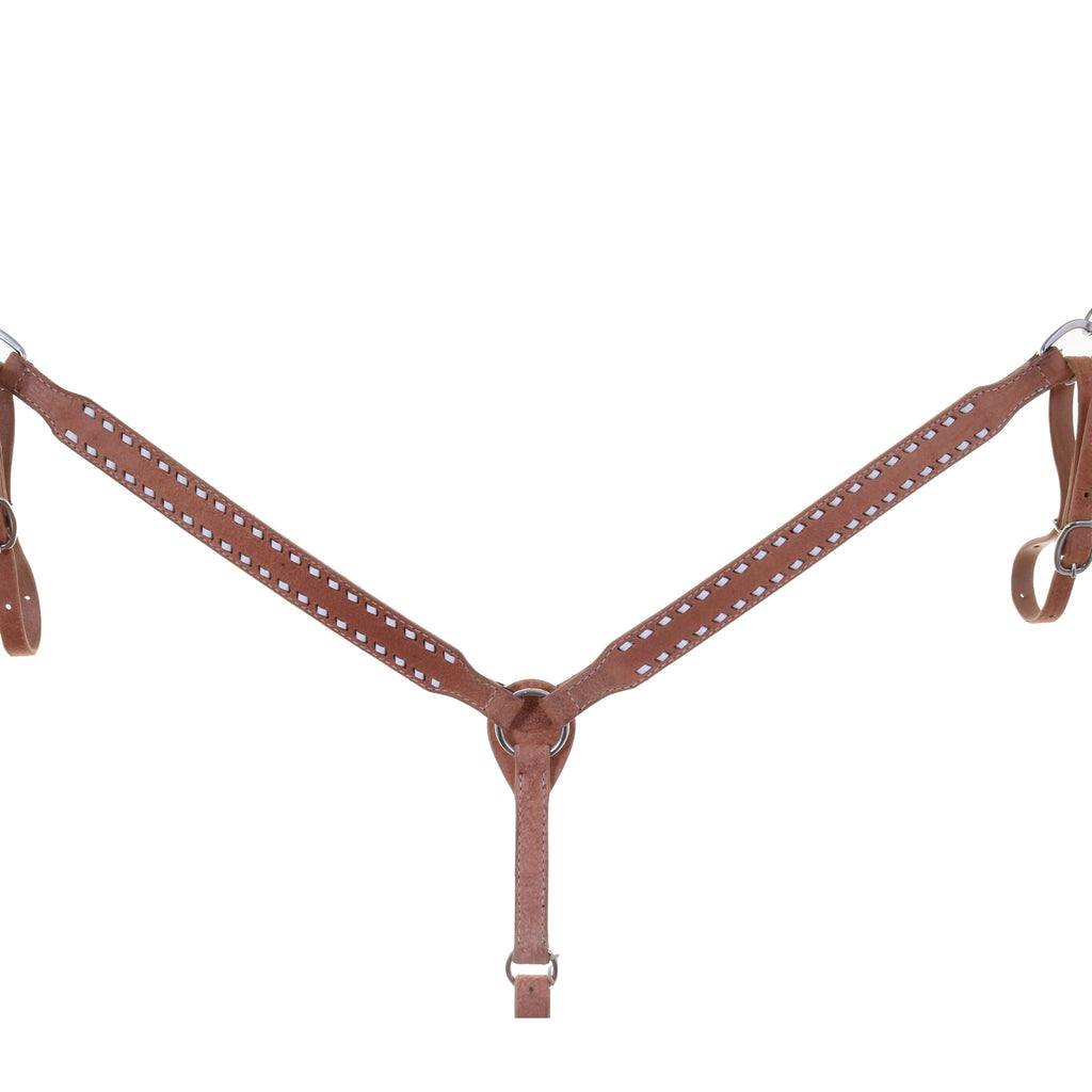 BC1100 - Natural Rough Out Buck Stitched Breast Collar - Double J Saddlery