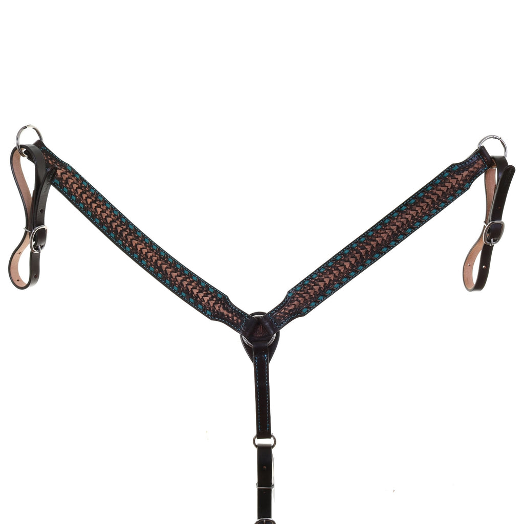 BC1103 - Brown Vintage Tooled Breast Collar - Double J Saddlery