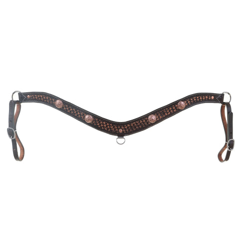 BC1112A - Brown Vintage Tooled Breast Collar - Double J Saddlery