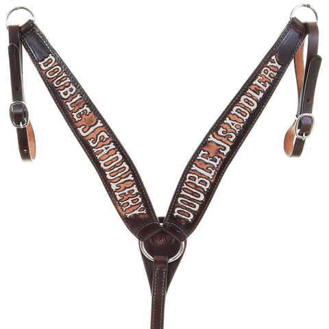 BC1118 - Brown Vintage Tooled Breast Collar - Double J Saddlery