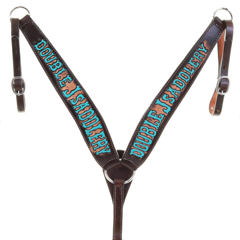 BC1118T - Brown Vintage Tooled Breast Collar - Double J Saddlery