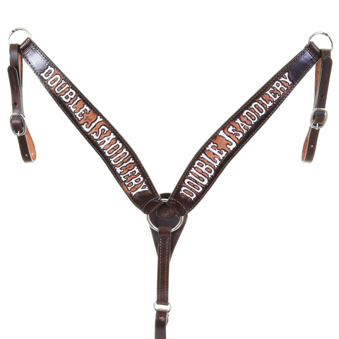 BC1118W - Brown Vintage Tooled Breast Collar - Double J Saddlery