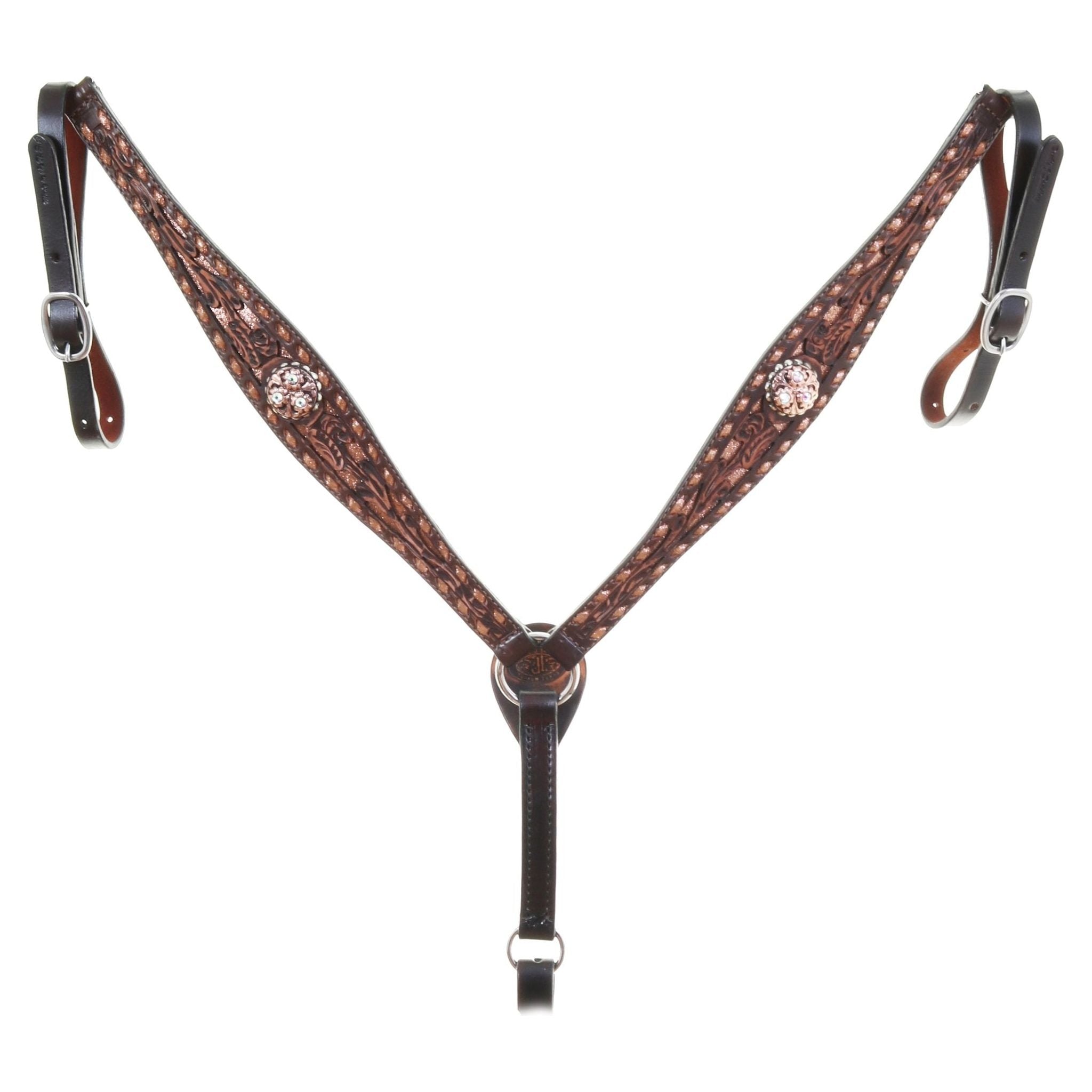 BC1139 - Tooled Breast Collar w/ Buckstitch - Double J Saddlery