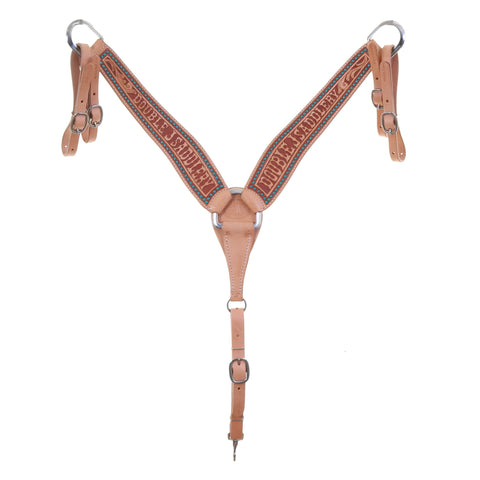 BC1155 - Natural Leather Texas Whirlwind Tooled Breast Collar - Double J Saddlery