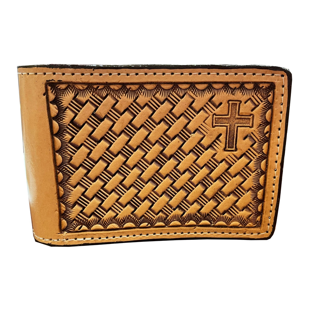 BF01C - Hand-Tooled Mens Bifold Wallet - Double J Saddlery