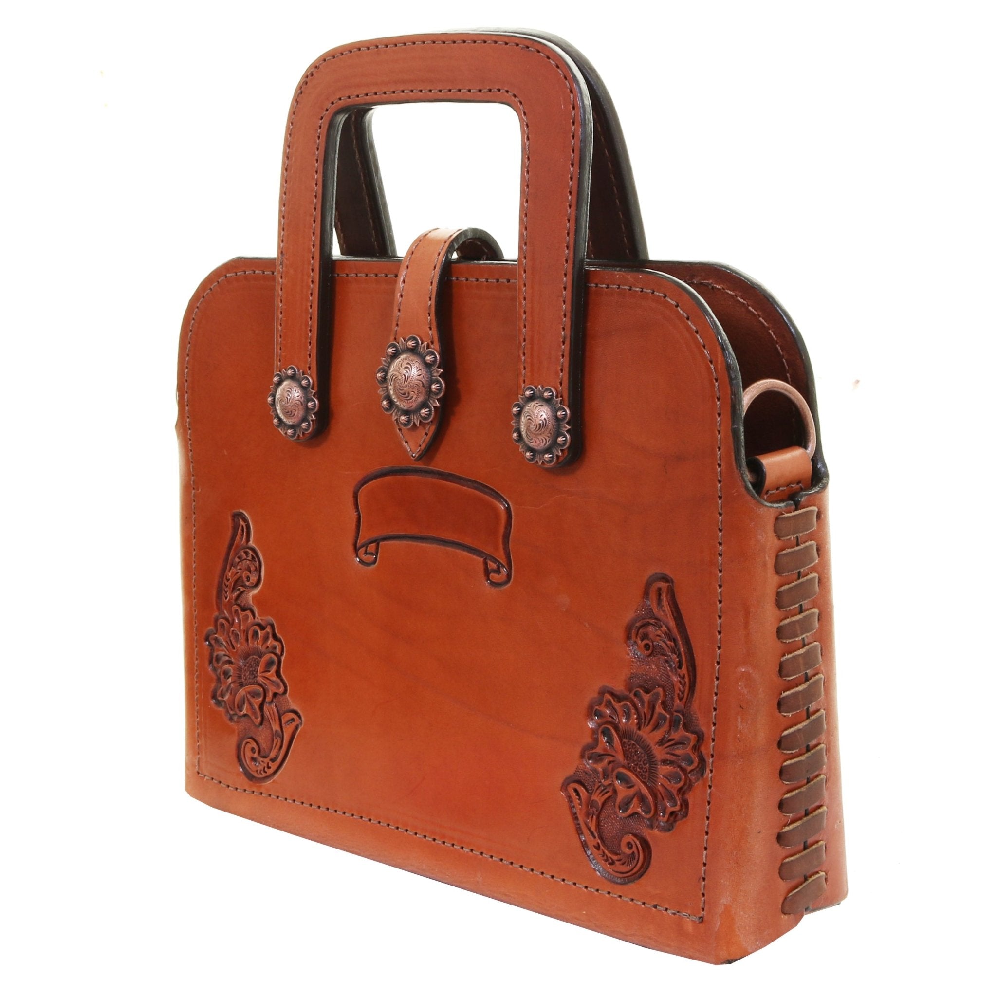 BRIEFCASE20 - Chestnut Floral Briefcase - Double J Saddlery