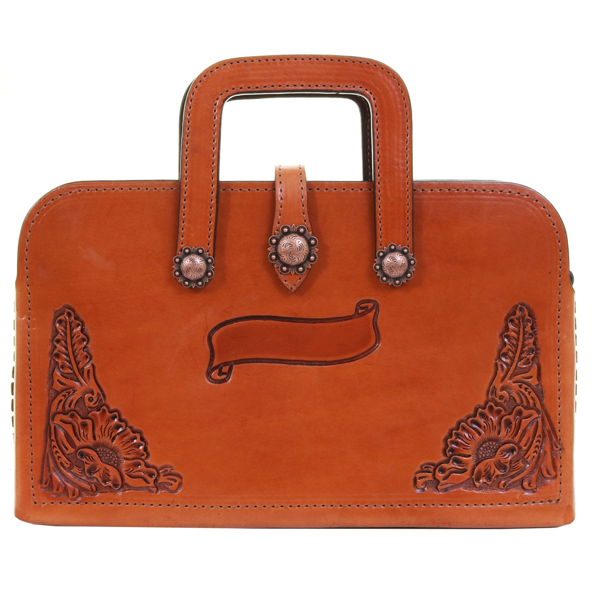 BRIEFCASE22 - Chestnut Floral Briefcase - Double J Saddlery