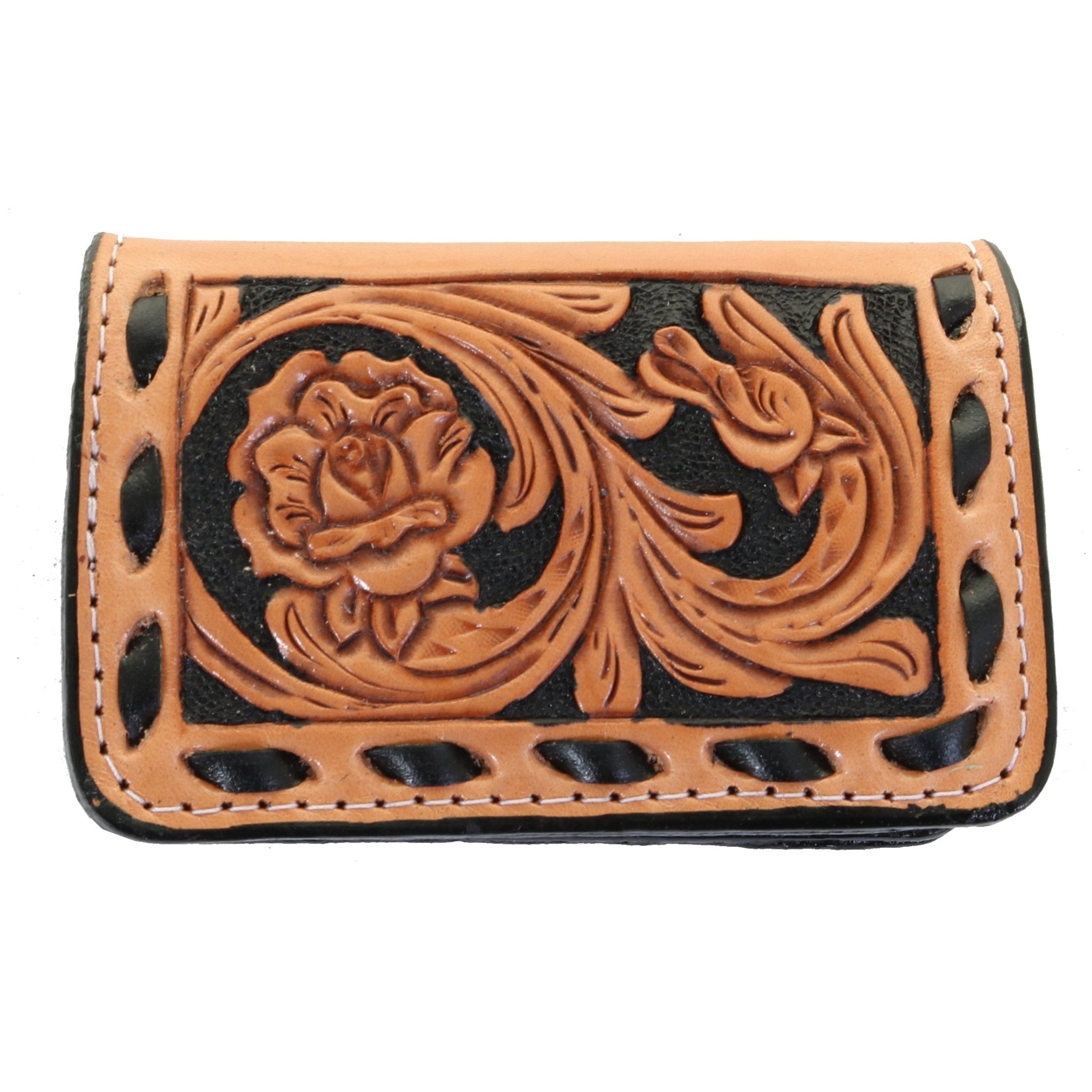 BUS102 - Rose Tooled Business Card Holder - Double J Saddlery