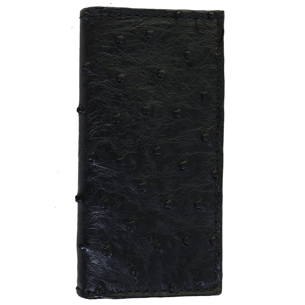 CB46 - Genuine Black Ostrich Checkbook Wallet - Double J Saddlery