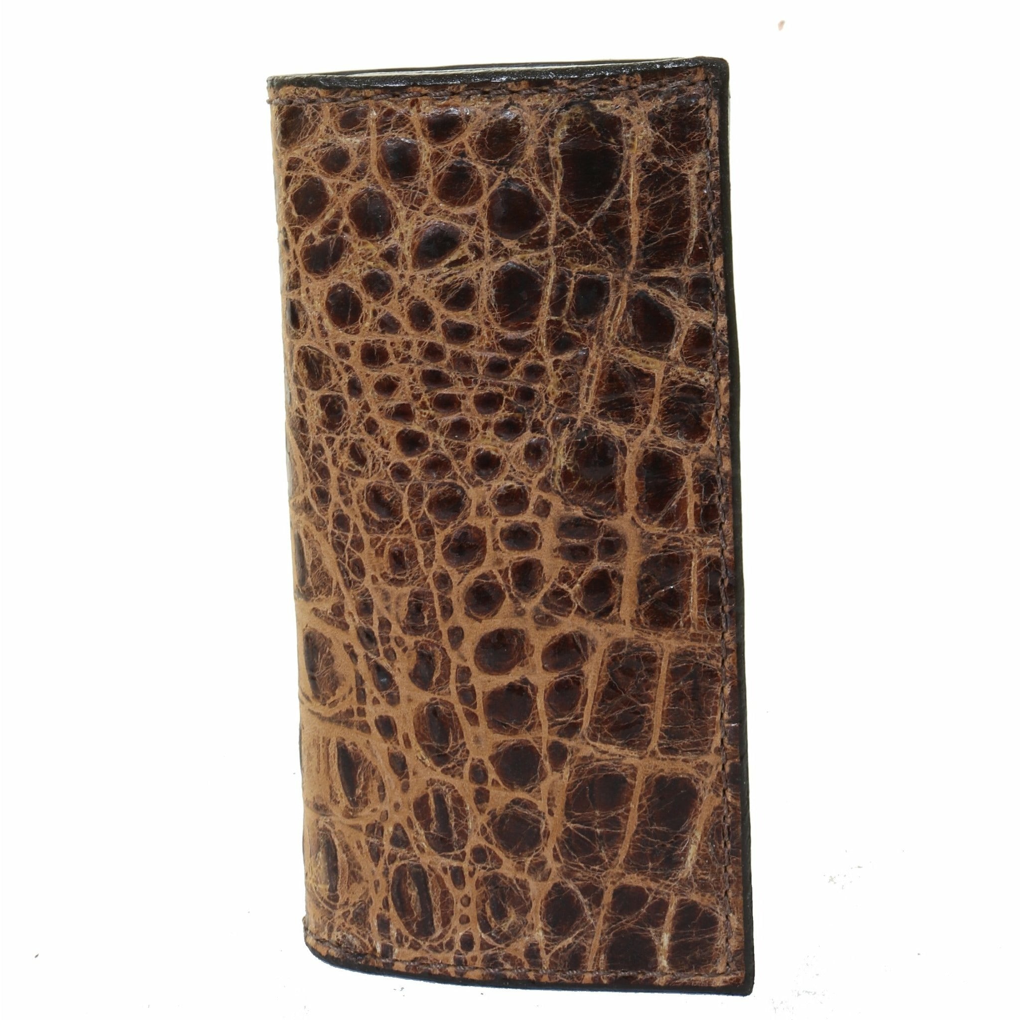 CB60 - Pecan Gator Print Checkbook Wallet - Double J Saddlery