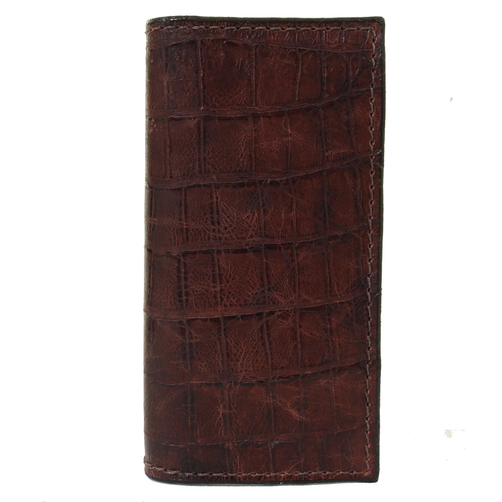 CB61 - Cognac Gator Print Checkbook Wallet - Double J Saddlery