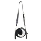 CRT12 - Black and White Cowhide Circle Tote - Double J Saddlery