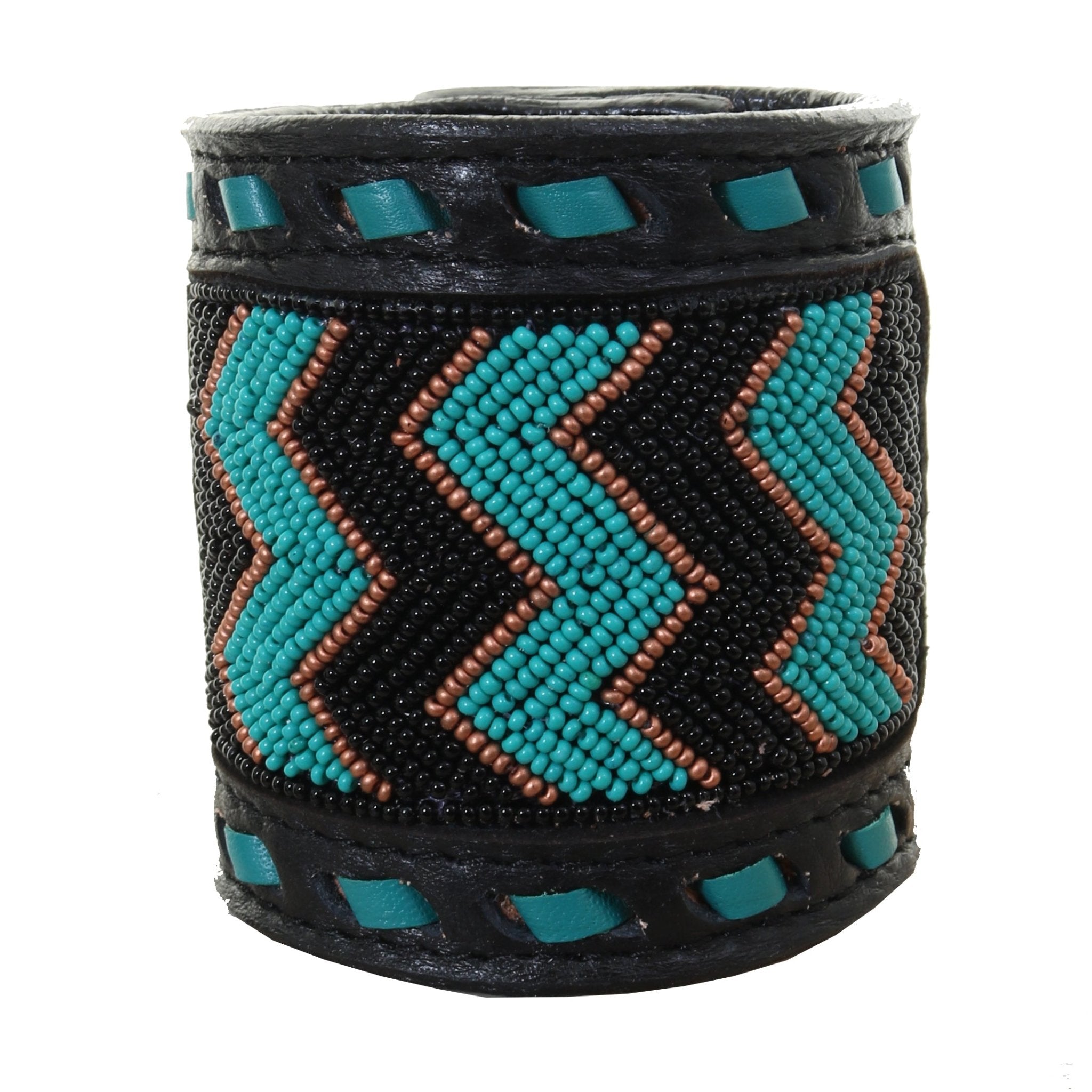 CUF339 - 3" Black Chap Beaded Cuff - Double J Saddlery