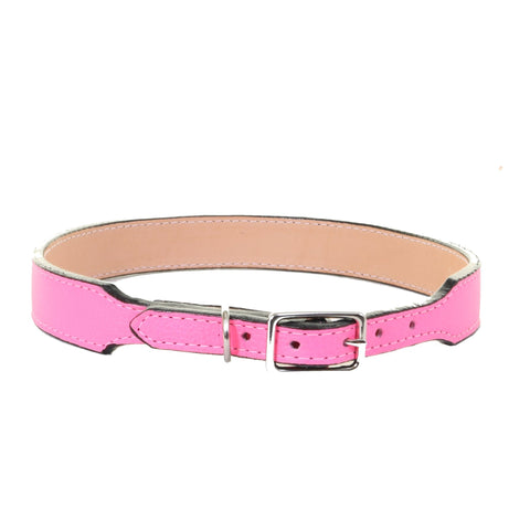 DC49 - Pink Leather Dog Collar - Double J Saddlery