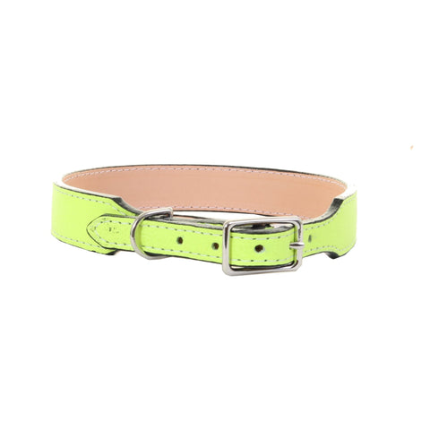 DC50 - Lime Green Leather Dog Collar - Double J Saddlery