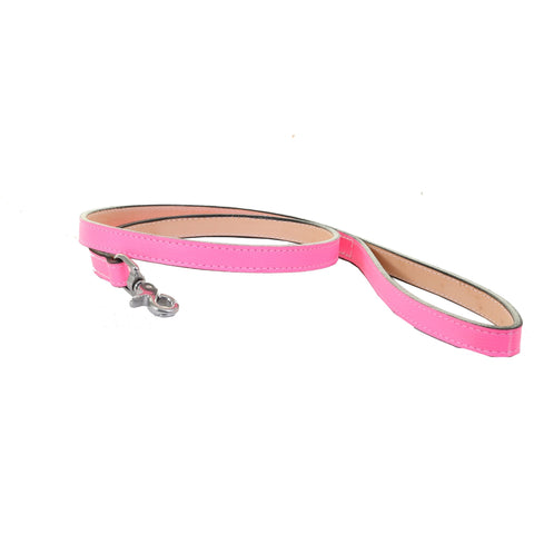 DL07 - Pink Leather Dog Leash - Double J Saddlery