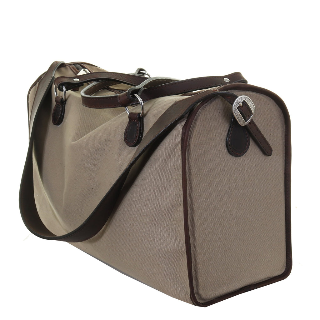DUFM01 - Khaki Canvas Medium Duffel Bag - Double J Saddlery