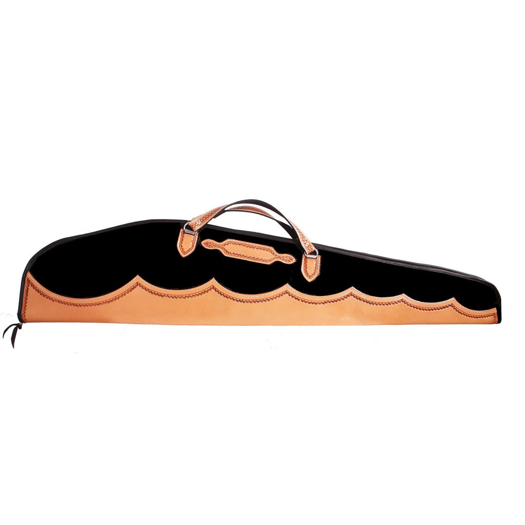 GCS03 - Natural and Black Chap Leather Gun Case - Double J Saddlery