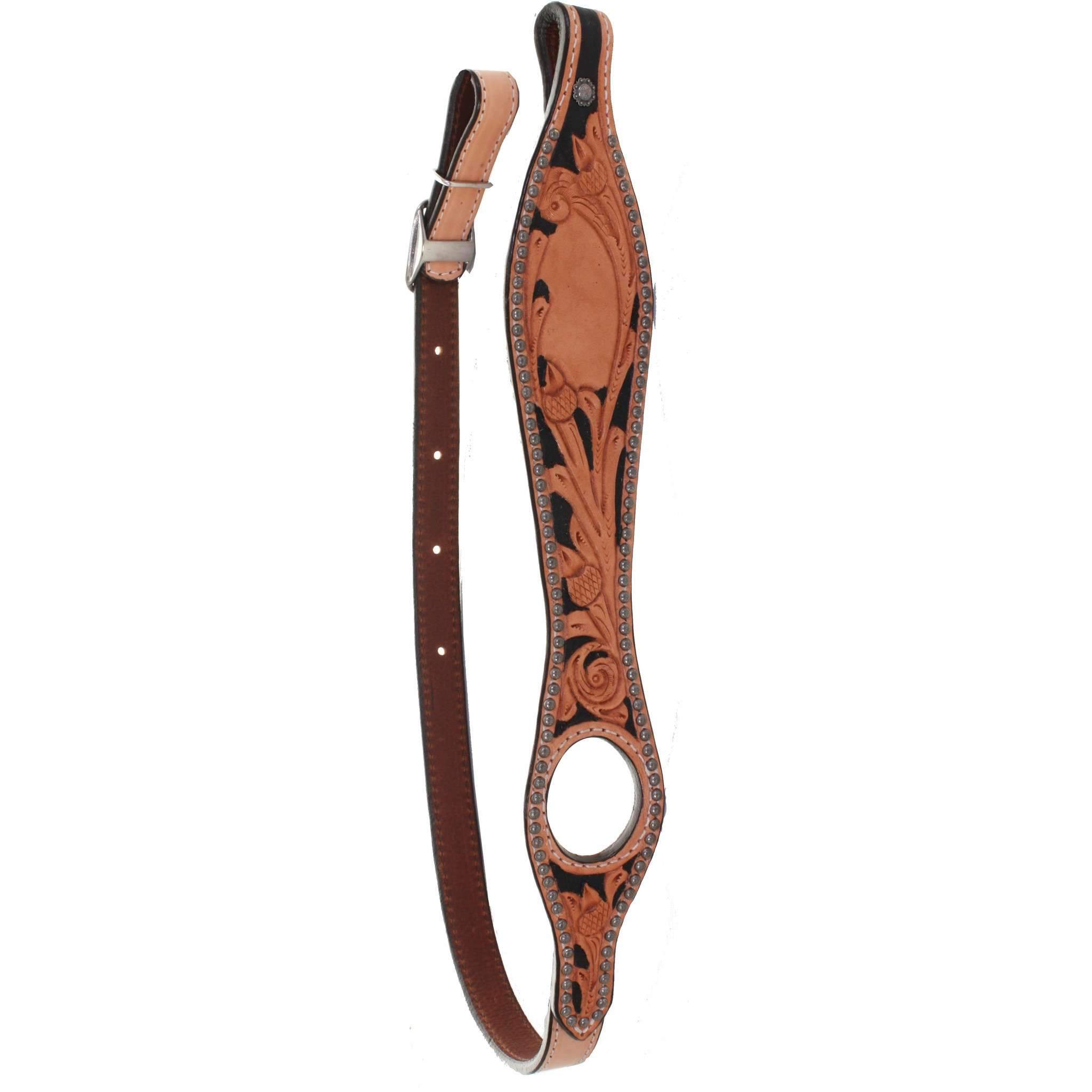GS06 - Black Roan Cowhide and Hand-Tooled Leather Gun Sling - Double J  Saddlery