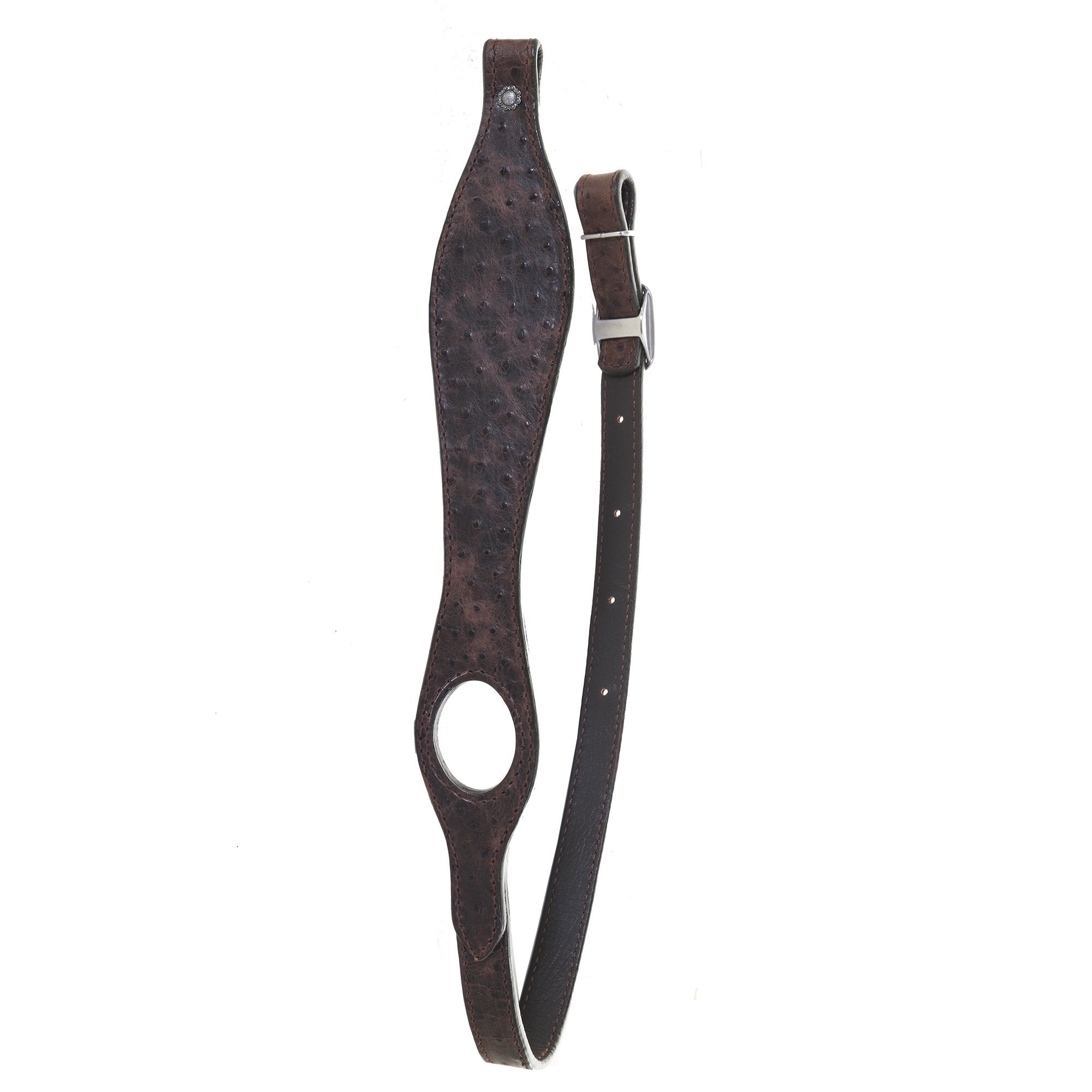 GS29M - Chocolate Brown Ostrich Print Gun Sling - Double J Saddlery