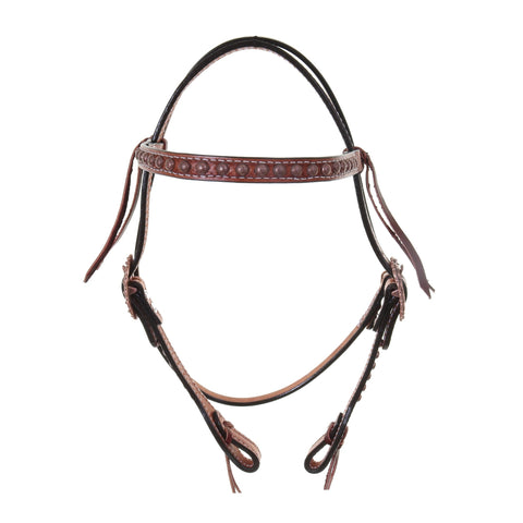H034 - Chestnut Straight Browband Headstall - Double J Saddlery