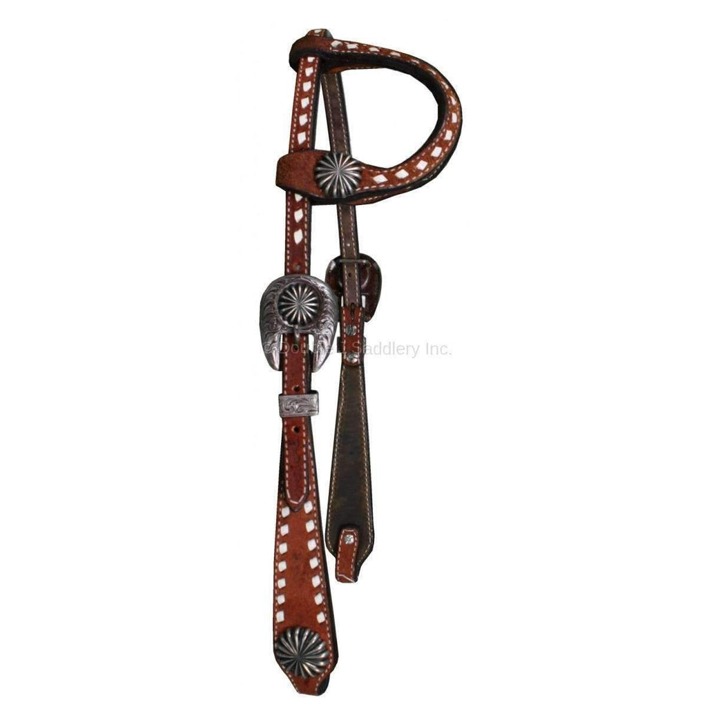 H1096 - Chestnut Rough Out Double Ear Headstall - Double J Saddlery