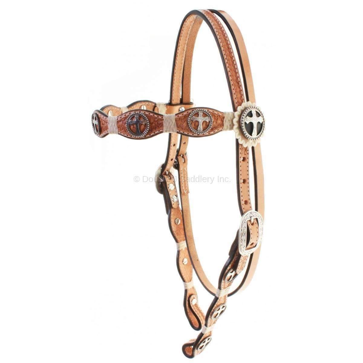 H110 - Natural Scalloped Braided Headstall - Double J Saddlery