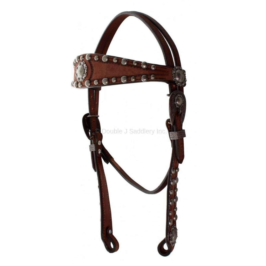 H1119 - Brown Rough Out Headstall - Double J Saddlery