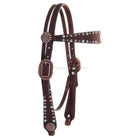 H1143 - Brown Rough Out Studded Headstall - Double J Saddlery