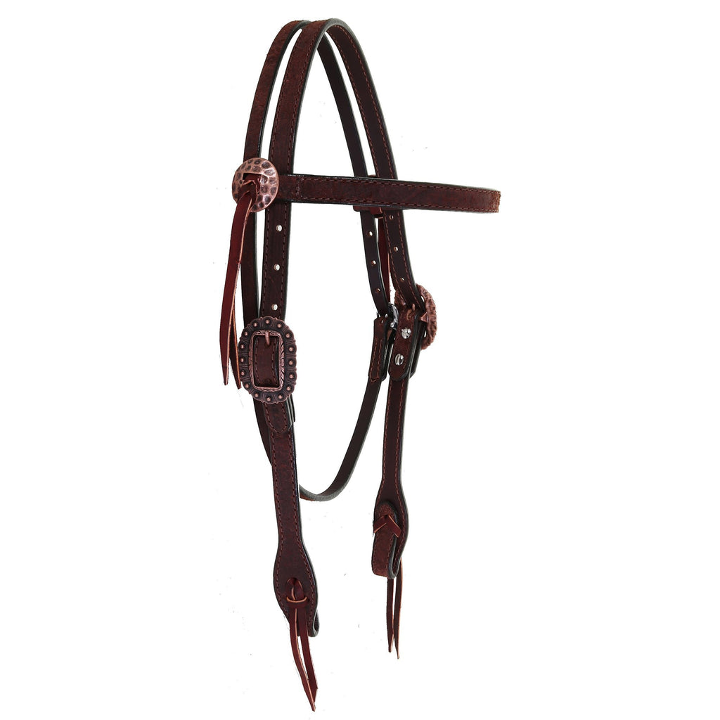 H1159 - FAST SHIP Brown Rough Out Headstall - Double J Saddlery