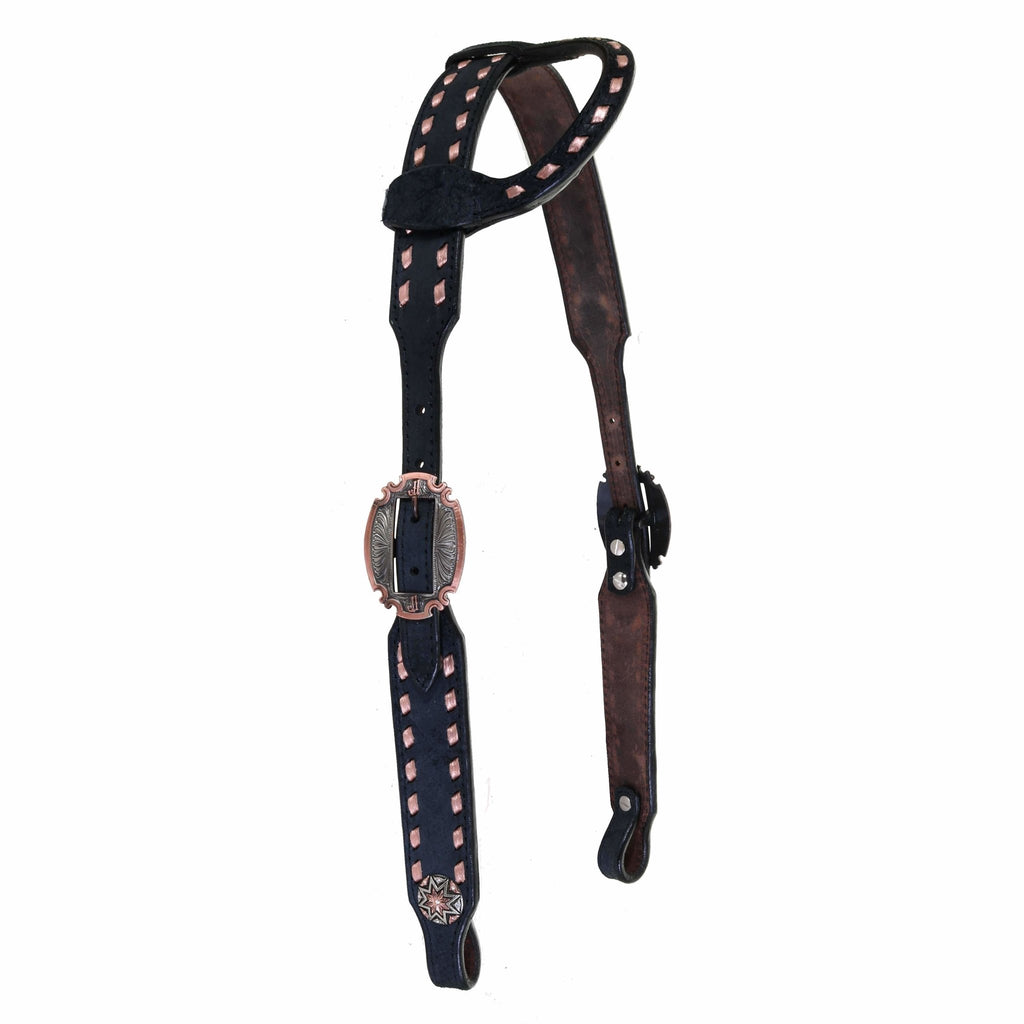 H1164 - Black Rough Out Headstall - Double J Saddlery