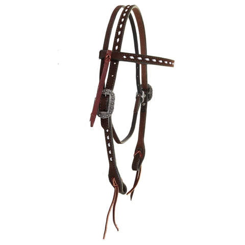 H1180A - Brown Rough Out Buck Stitched Headstall - Double J Saddlery