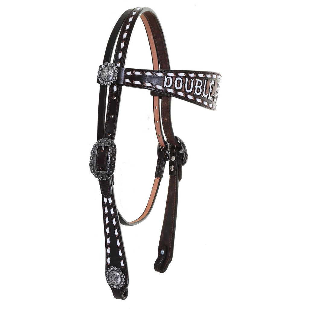 H1212A - Brown Vintage Double J Headstall - Double J Saddlery