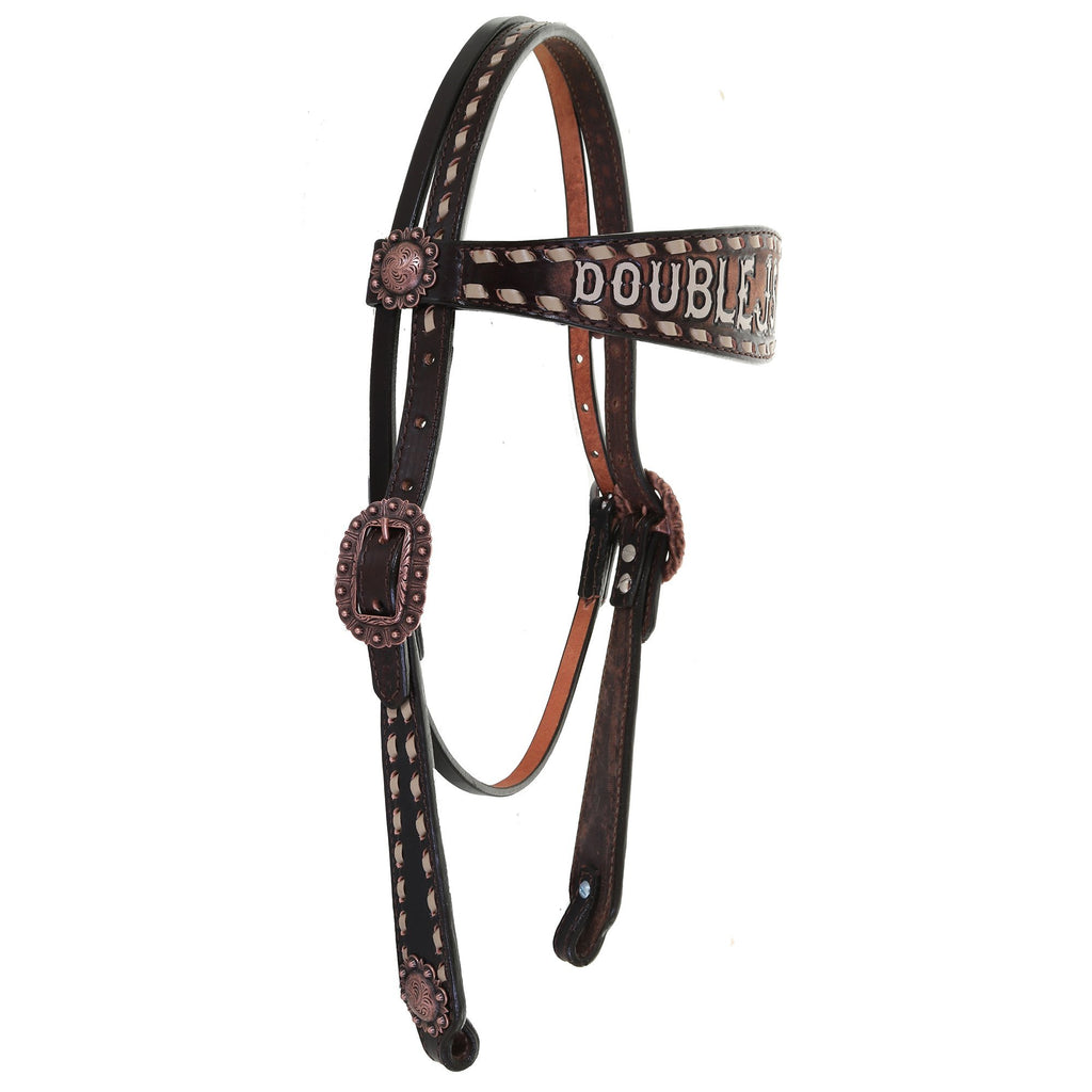 H1212B - Brown Vintage Double J Headstall - Double J Saddlery