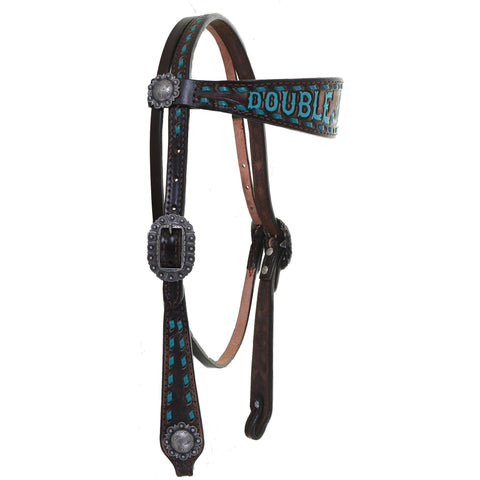 H1212C - Brown Vintage Double J Headstall - Double J Saddlery