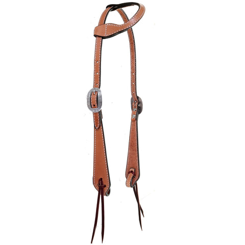 H1217 - Natural Leather Single Ear Headstall - Double J Saddlery