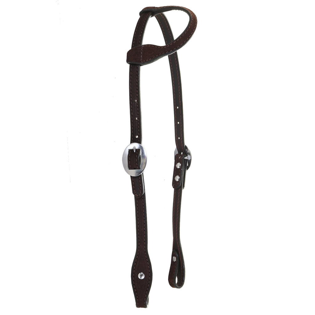H1221 - FAST SHIP Brown Rough Out Single Ear Headstall - Double J Saddlery