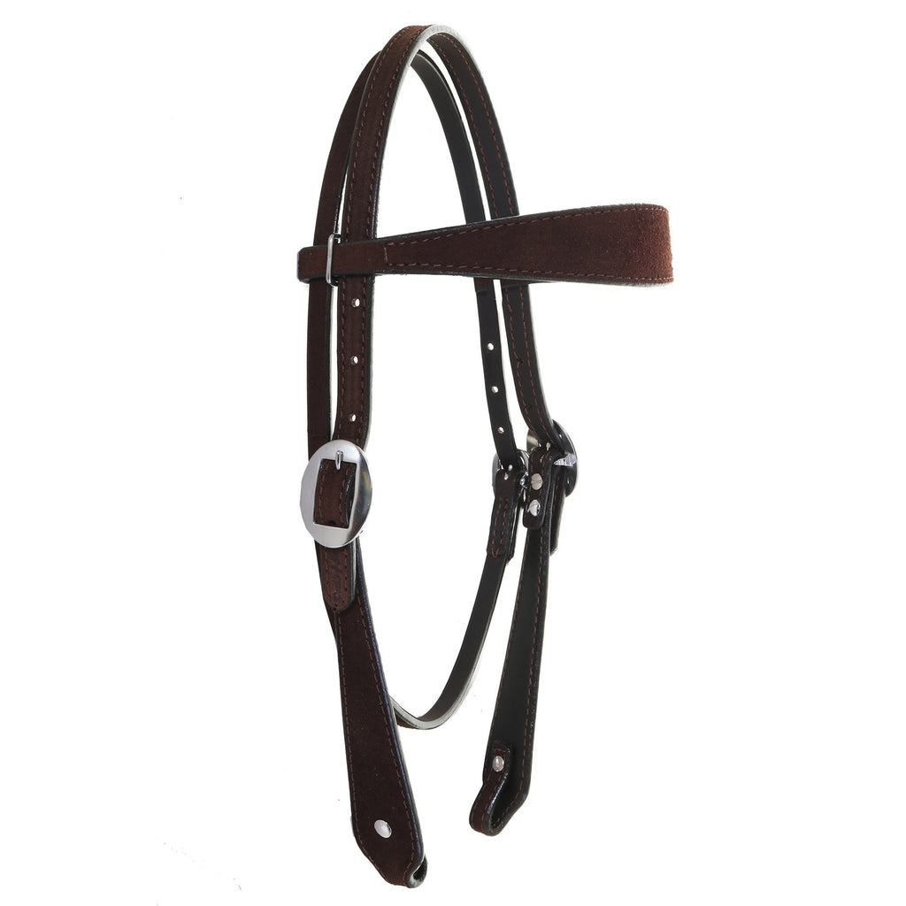 H1222A - FAST SHIP Brown Rough Out Browband Headstall - Double J Saddlery
