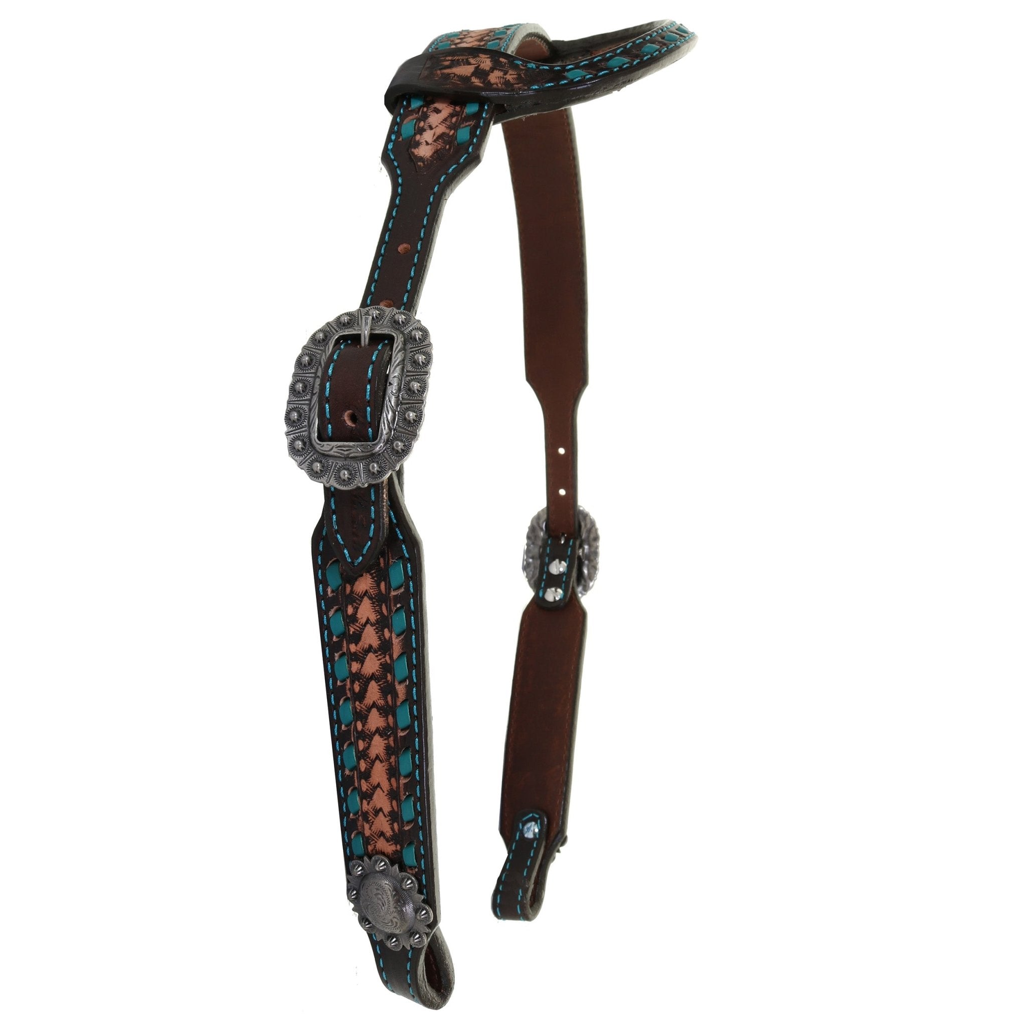 H1229 - Brown Vintage Single Ear Headstall - Double J Saddlery