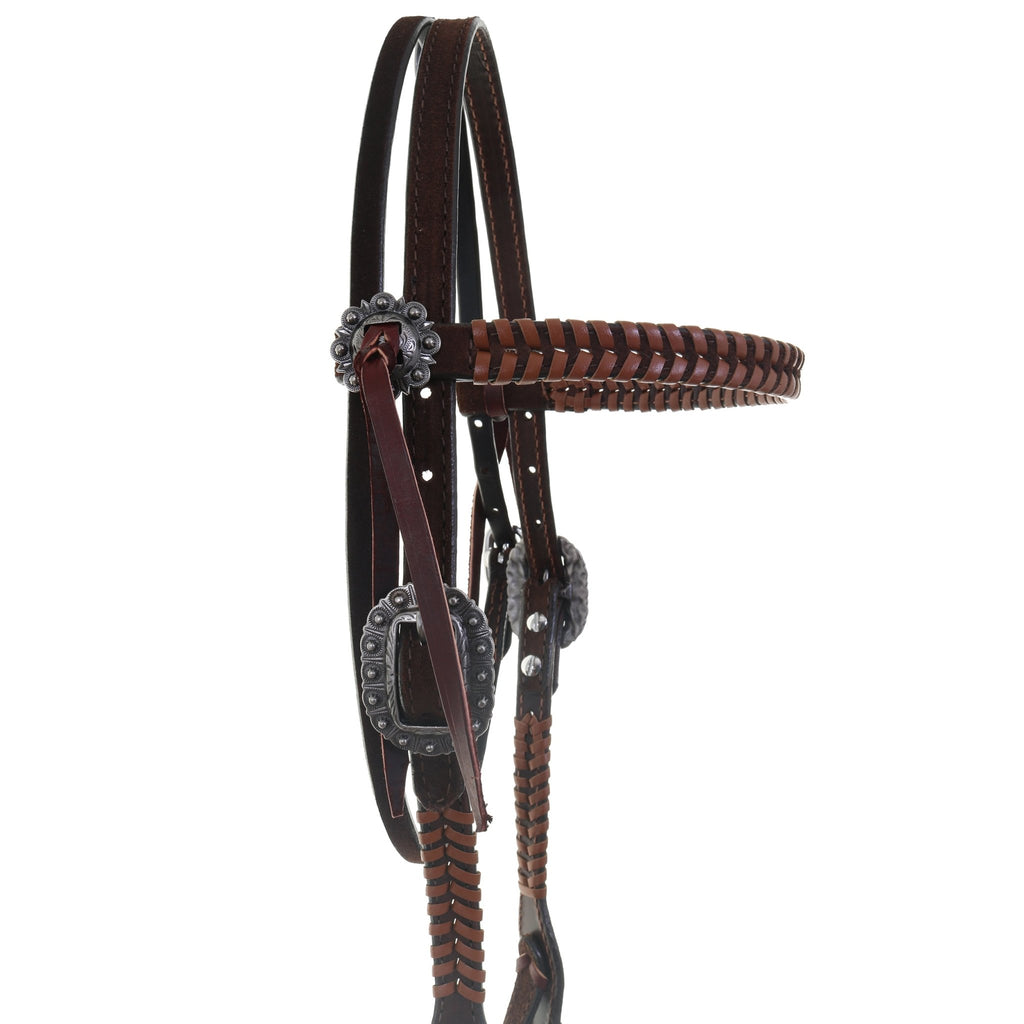 H1239C - Tan Whipped Laced Browband Headstall - Double J Saddlery