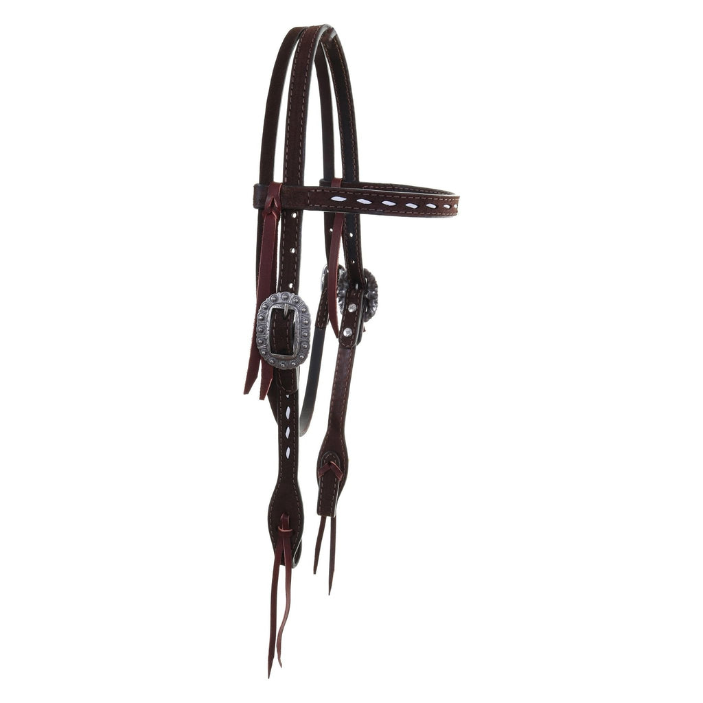 H1246 - Brown Roughout Headstall - Double J Saddlery