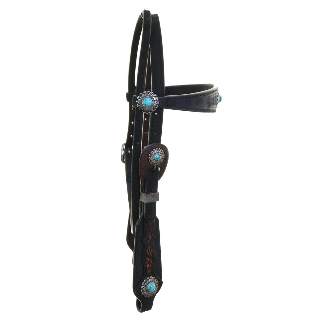 H1253 - Black Roughout Headstall - Double J Saddlery