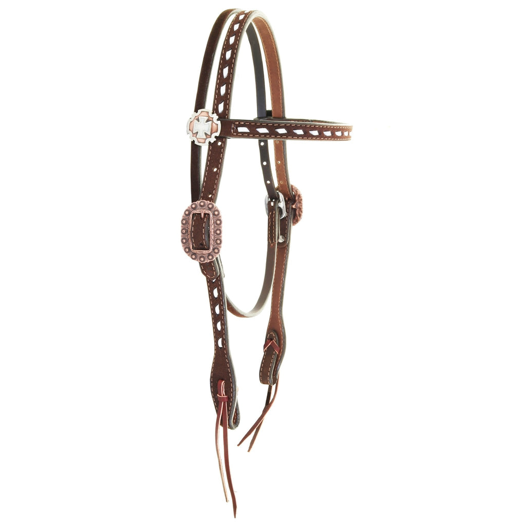 H1254 - Brown Roughout Headstall - Double J Saddlery