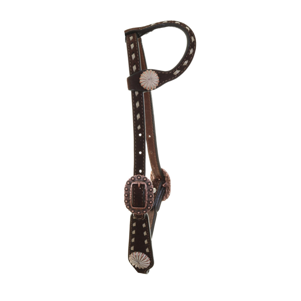 H1256- Brown Roughout Single Ear Headstall - Double J Saddlery