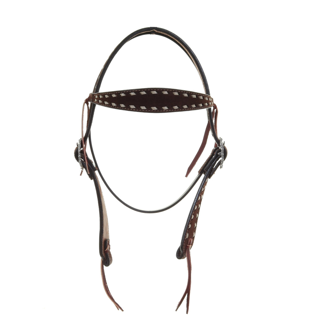 H1260 - Brown Roughout Browband Headstall - Double J Saddlery